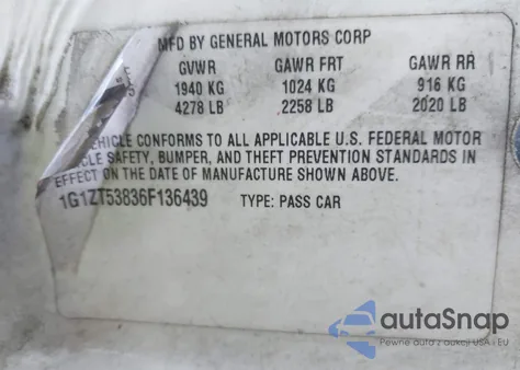 2006 Chevrolet Malibu Lt из США, поврежденный, VIN 1G1ZT53836F136439